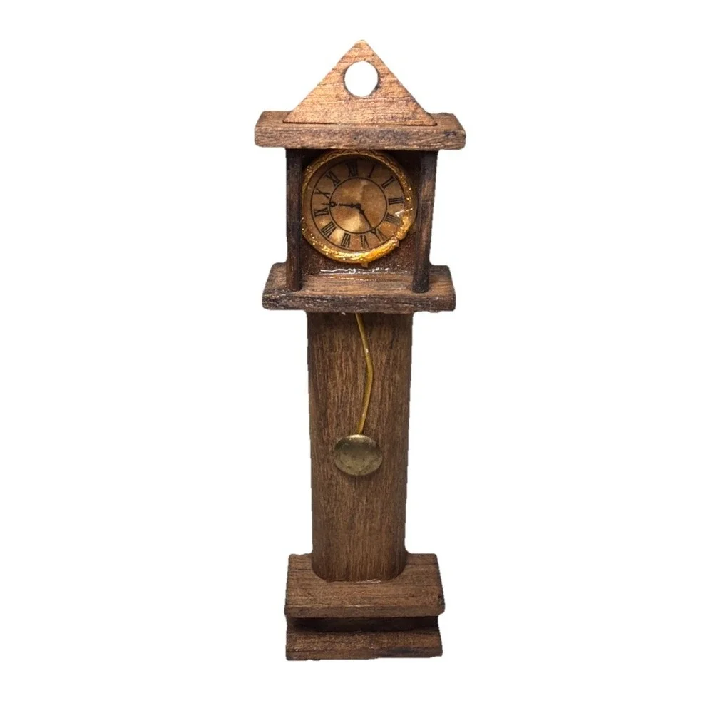 Vintage Dollhouse Miniature Wooden Grandfather Clock 1:12